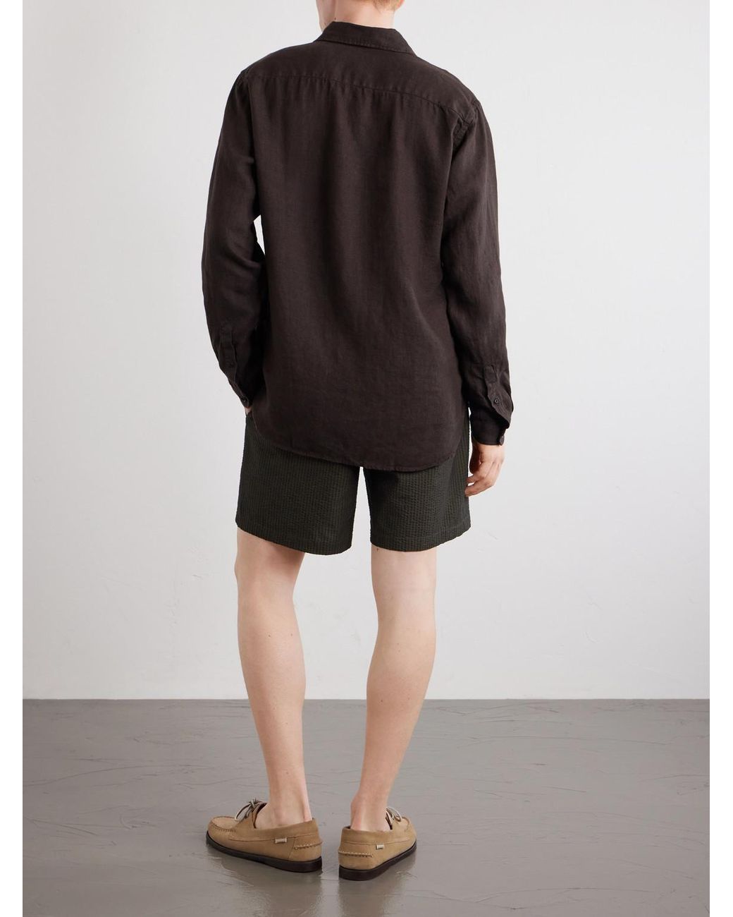 Oliver Spencer Brown New York Linen Shirt for men