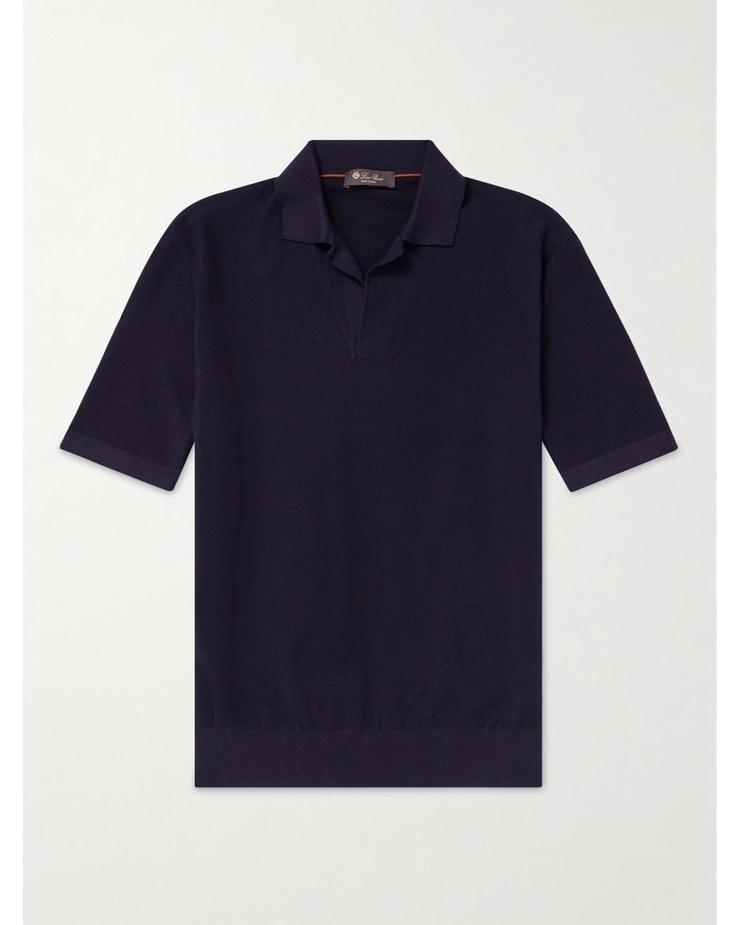 Loro Piana Blue Cotton And Silk-Blend Piqué Polo Shirt for men