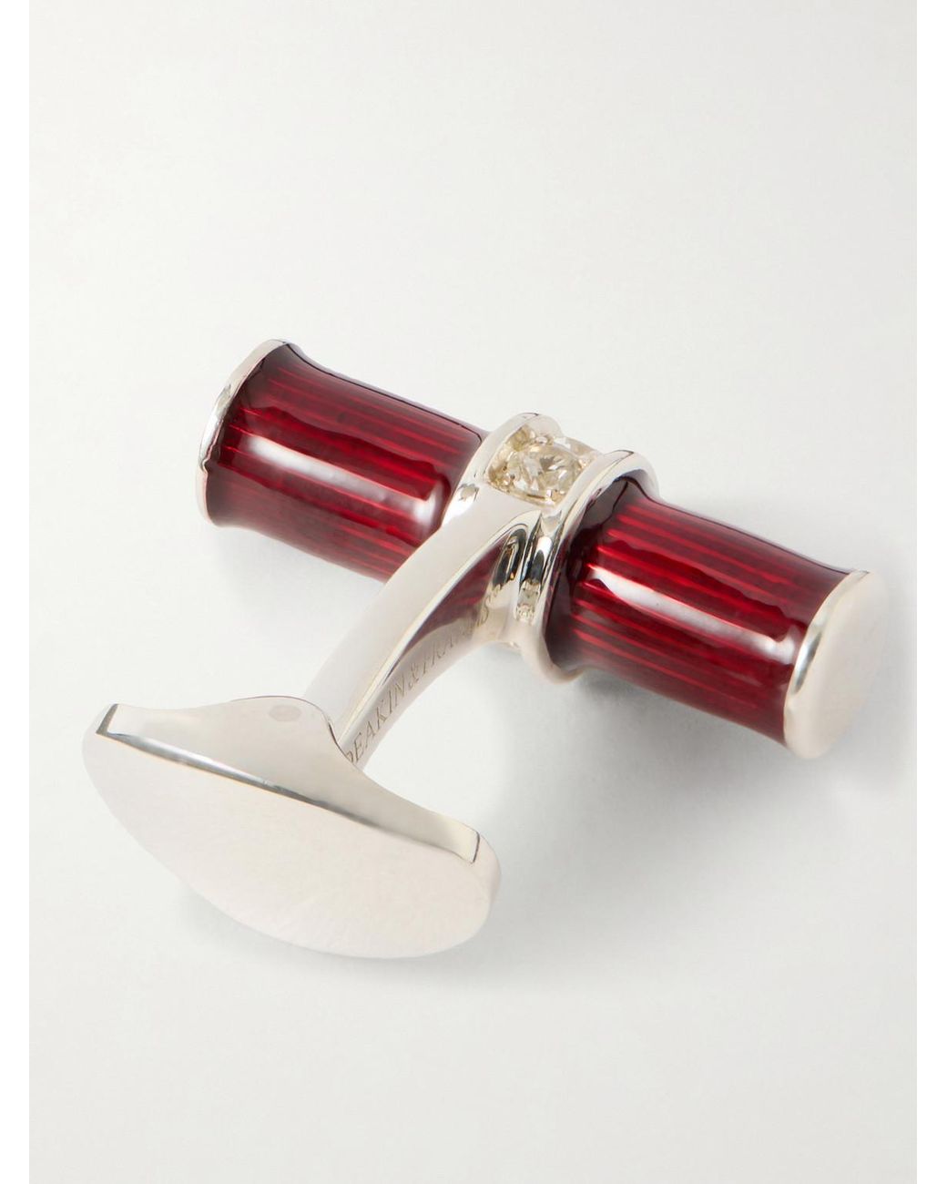 Deakin & Francis Red Enamel And Sterling Cufflinks for men