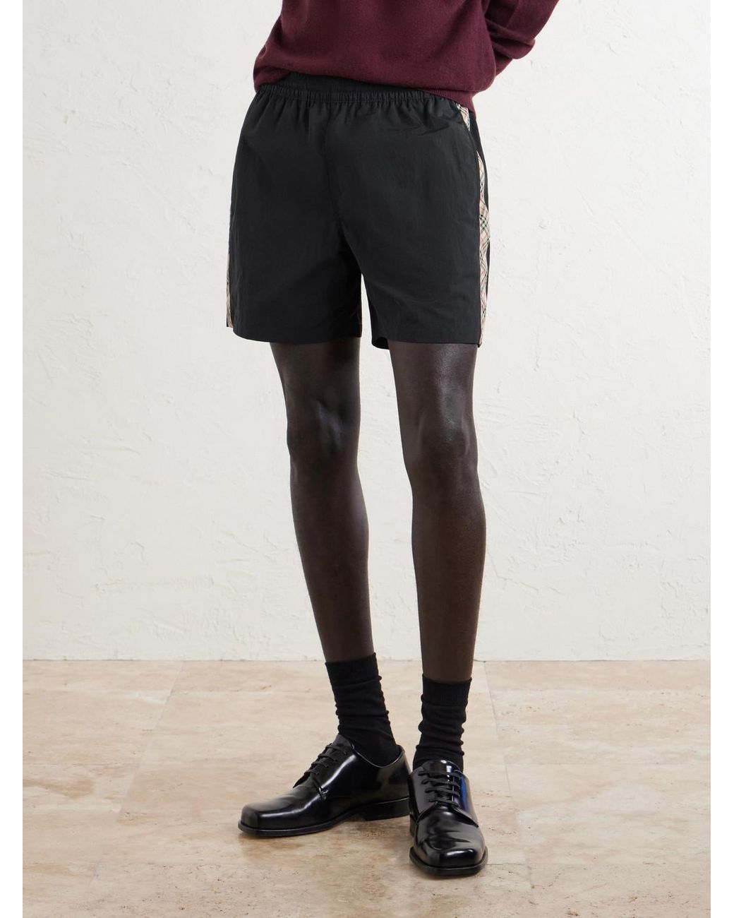Burberry Blue Straight-Leg Striped Jacquard-Trimmed Shell Shorts for men