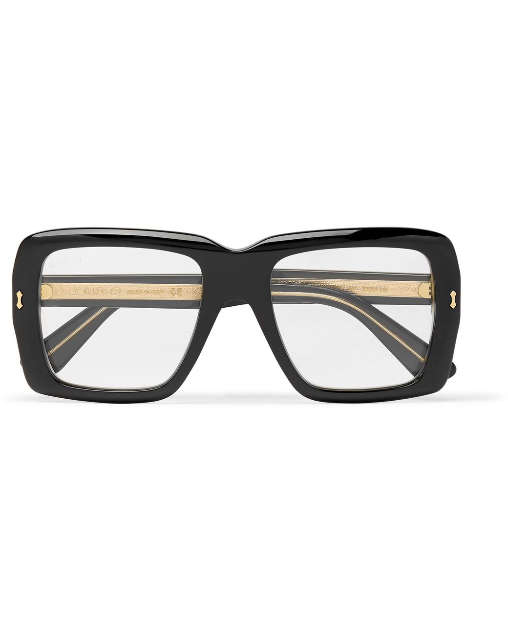Gucci Square-frame Acetate And Gold-tone Optical Glasses in Black for Men |  Lyst