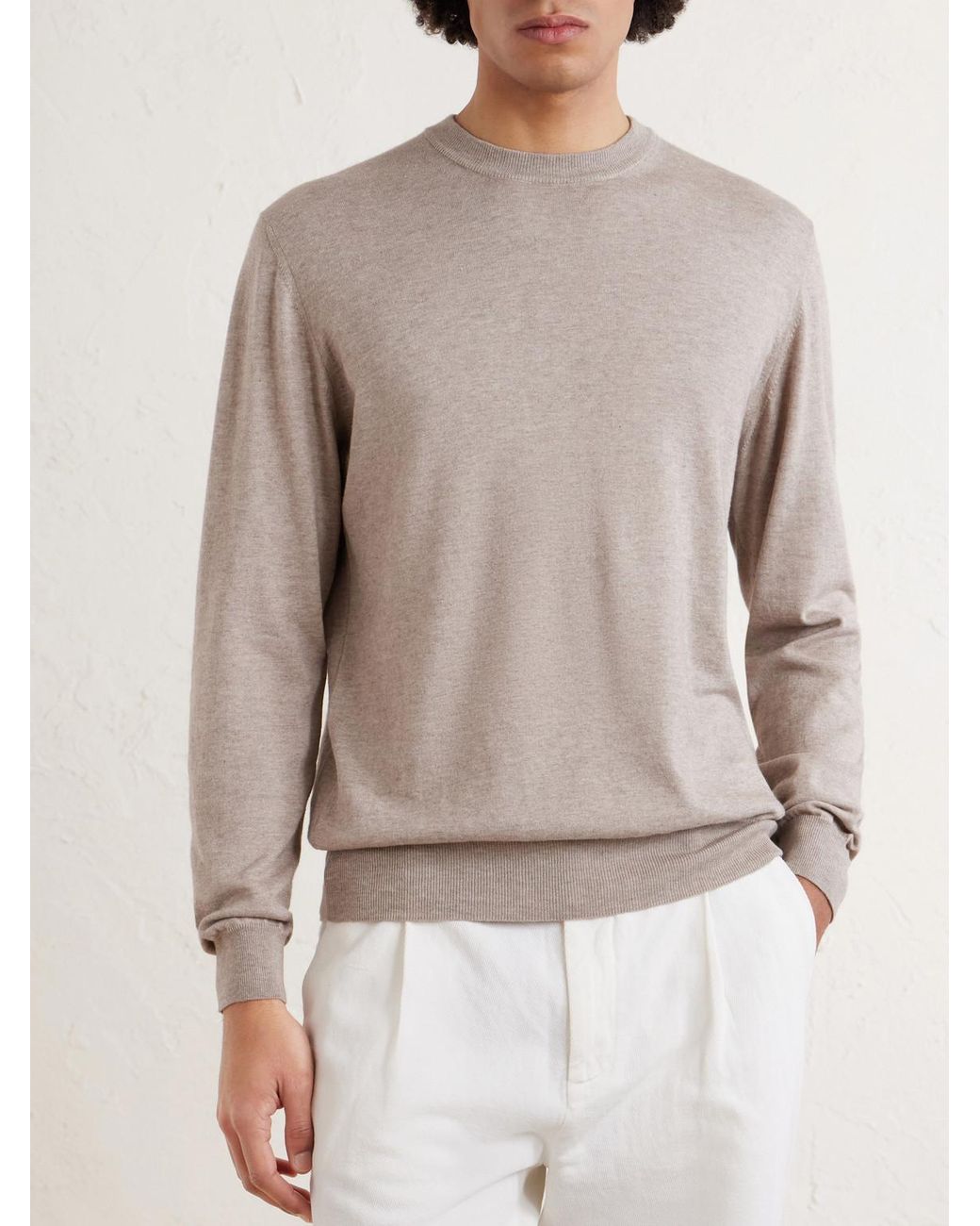Altea White Cotton And Cashmere-blend Sweater for men