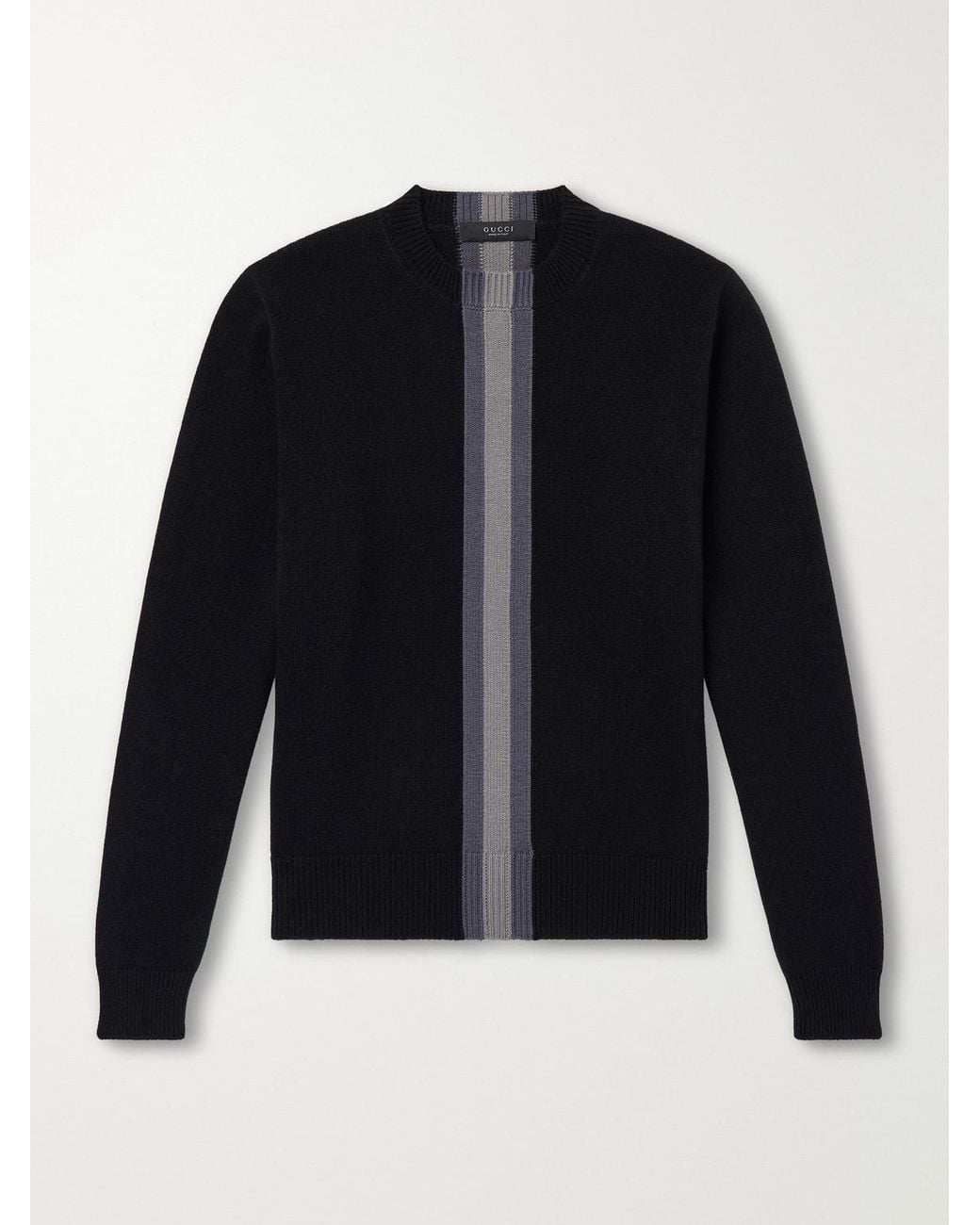 Gucci Blue Web-Intarsia Wool Sweater for men