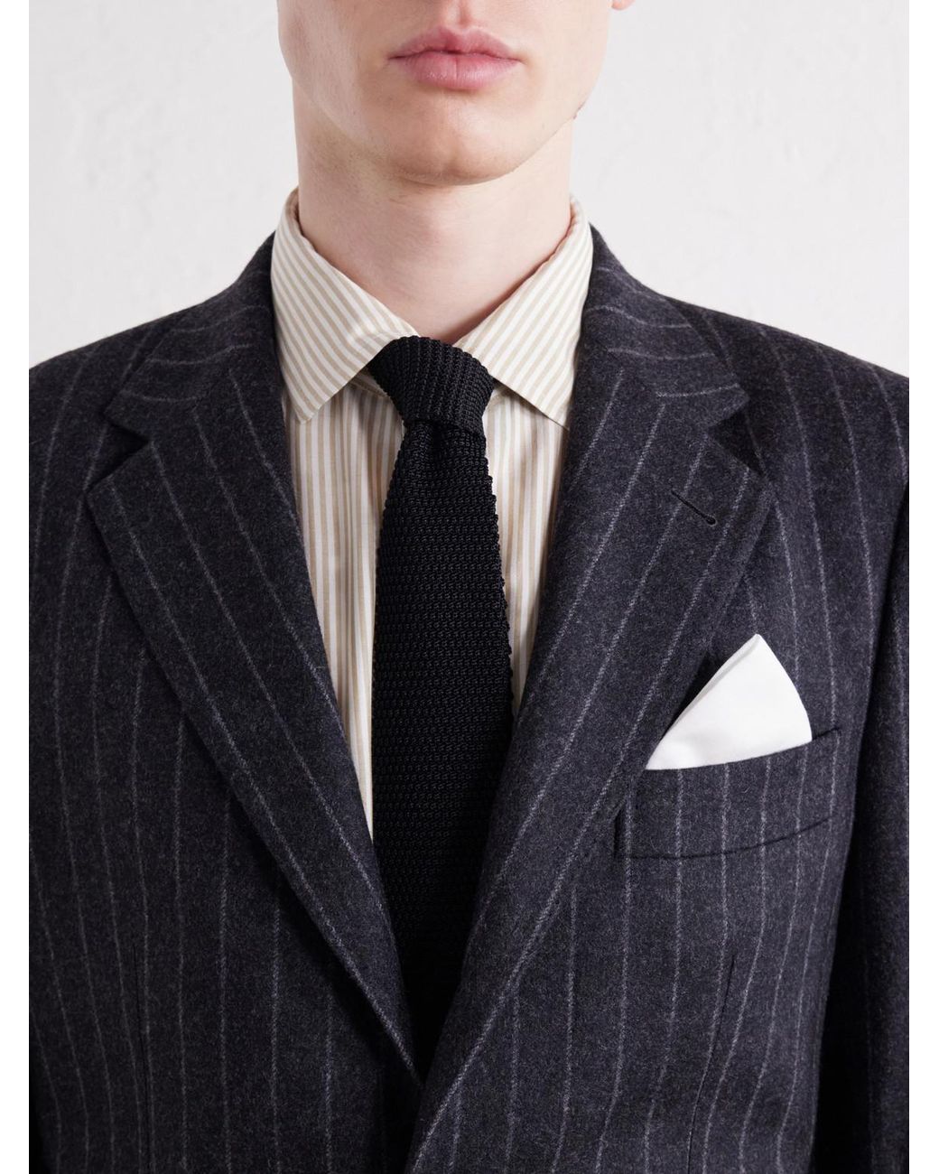 Rubinacci Blue Pinstriped Virgin Wool-Flannel Suit for men