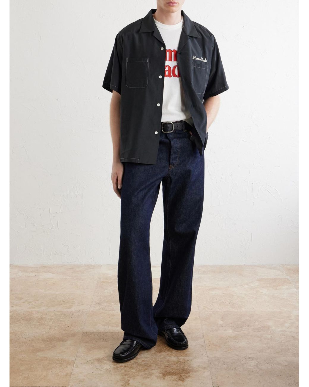 Human Made Blue Souvenir Logo-Embroidered Poplin Shirt for men