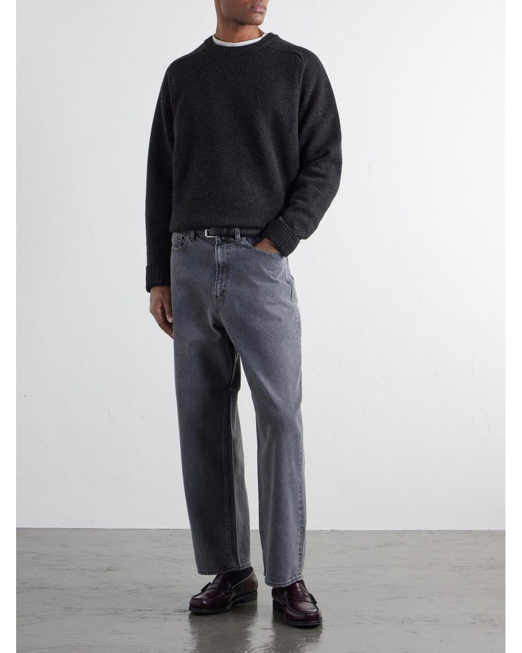 A.PRESSE Blue Paneled Wool Sweater for men