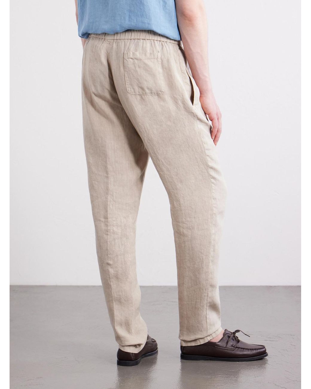 Boglioli Natural Tapered Linen Trousers for men