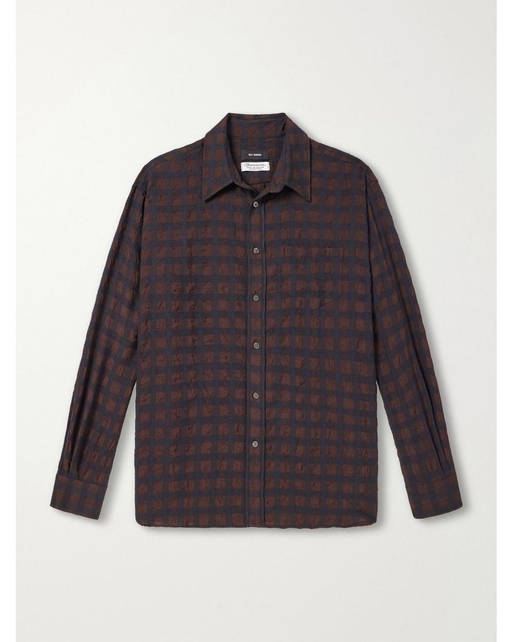 Willy Chavarria Blue Veterano Puckered Felted Satin-Twill And Virgin Wool-Blend Shirt for men