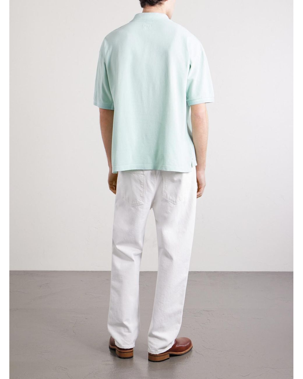 Visvim Blue Mondo Logo-embroidered Cotton-piqué Polo Shirt for men