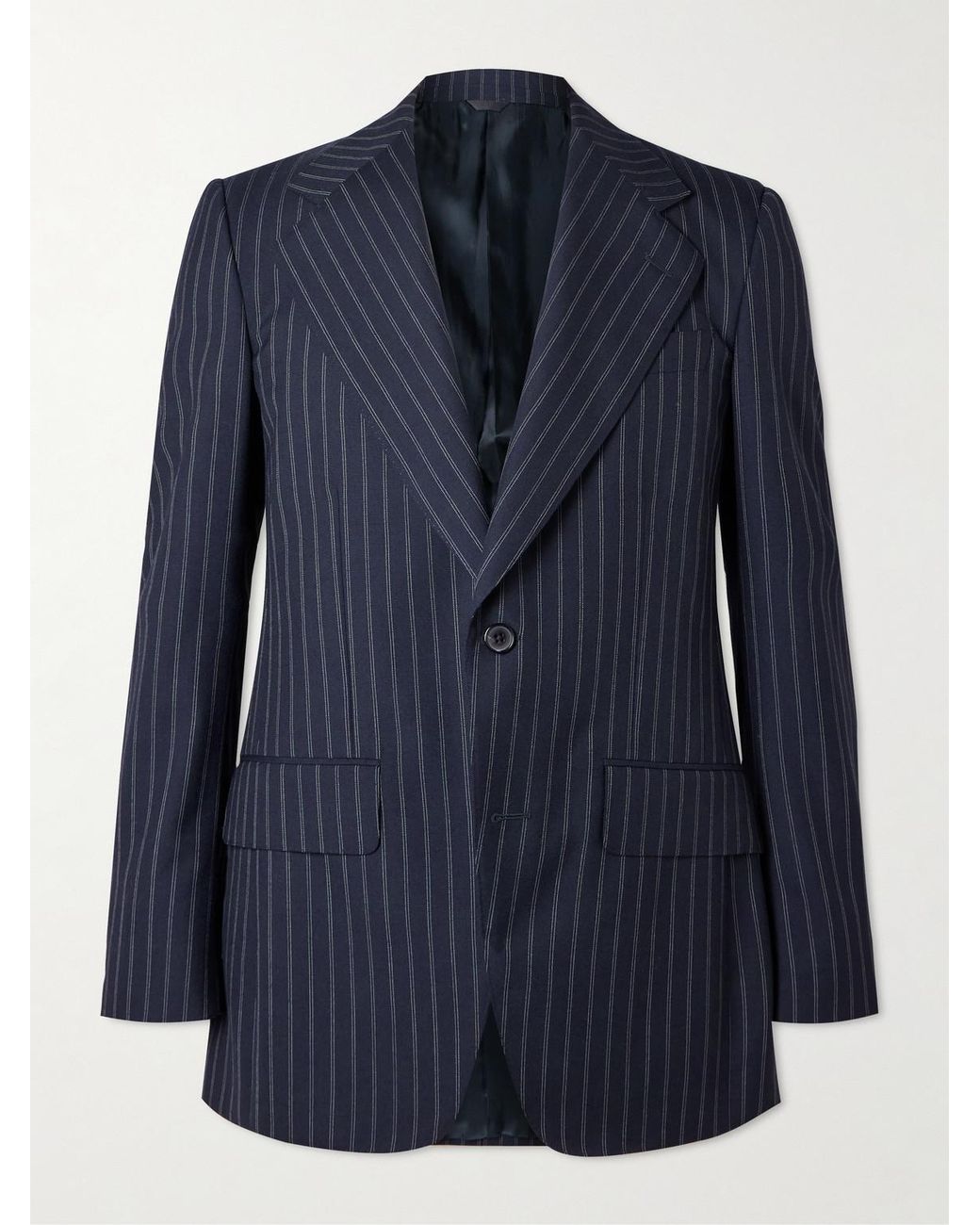 Husbands Blue Pinstriped Wool Suit Jacket for men