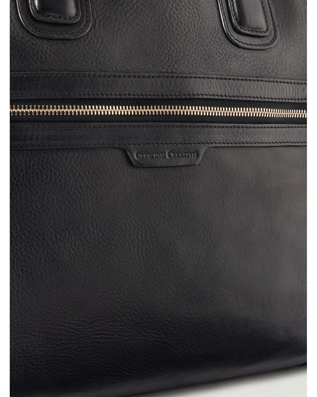 Officine Creative Black Jules 003 Full-grain Leather Briefcase for men
