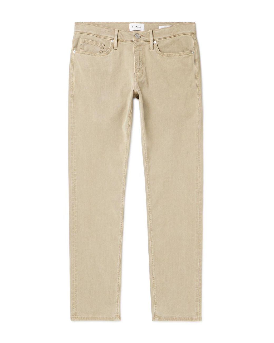 FRAME L'homme Slim-fit Stretch Lyocell-blend Trousers in Natural for Men |  Lyst