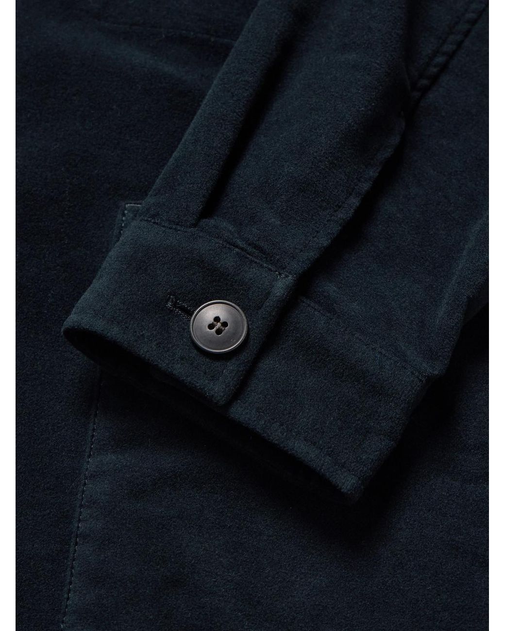 Sunspel Blue Cotton-Blend Moleskin Shirt Jacket for men