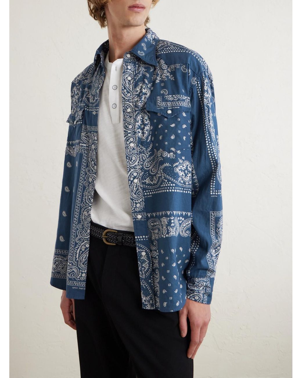 Kapital Blue Bandana-Print Cotton Shirt for men