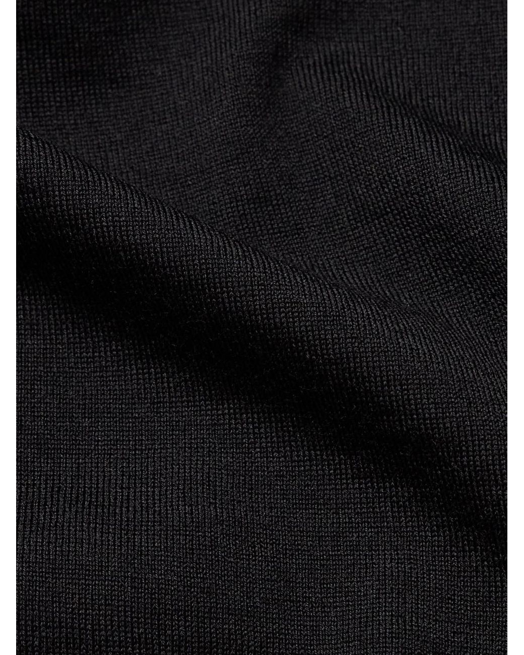 Loro Piana Black Wish Virgin Wool Polo Shirt for men