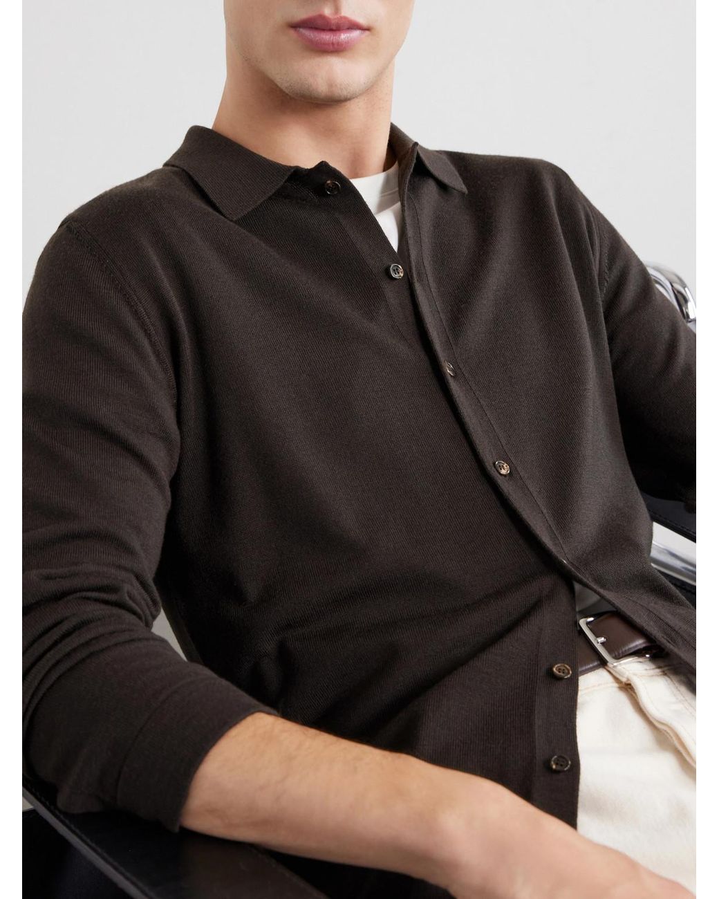 Slowear Black Zanone Knitted Virgin Wool Shirt for men
