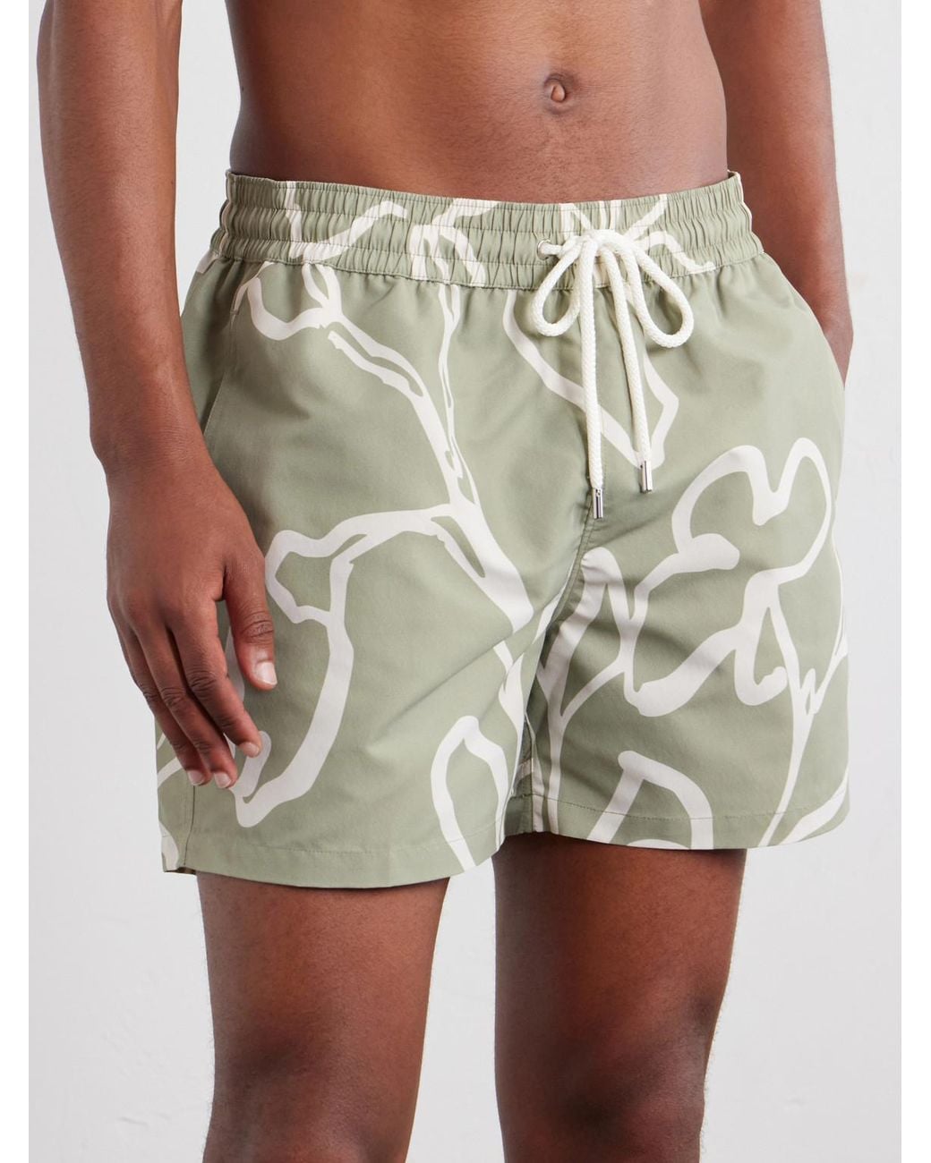 Frescobol Carioca Metallic Straight-Leg Mid-Length Printed Recycled Swim Shorts for men