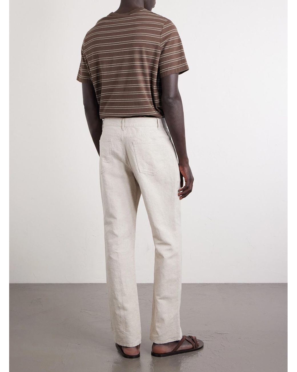Mr P. White Edward Straight-Leg Linen And Cotton-Blend Trousers for men