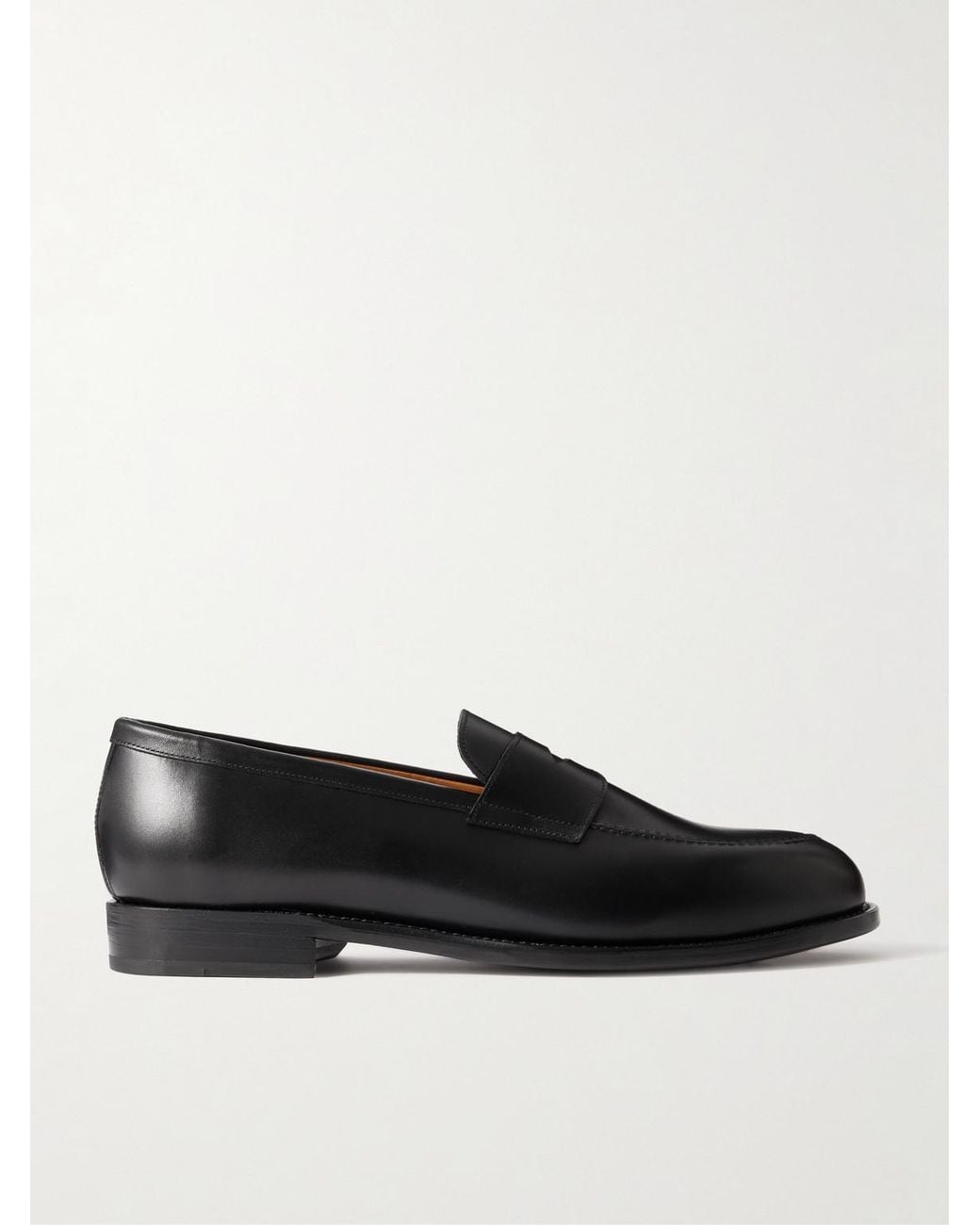 Morjas Black Leather Penny Loafers for men