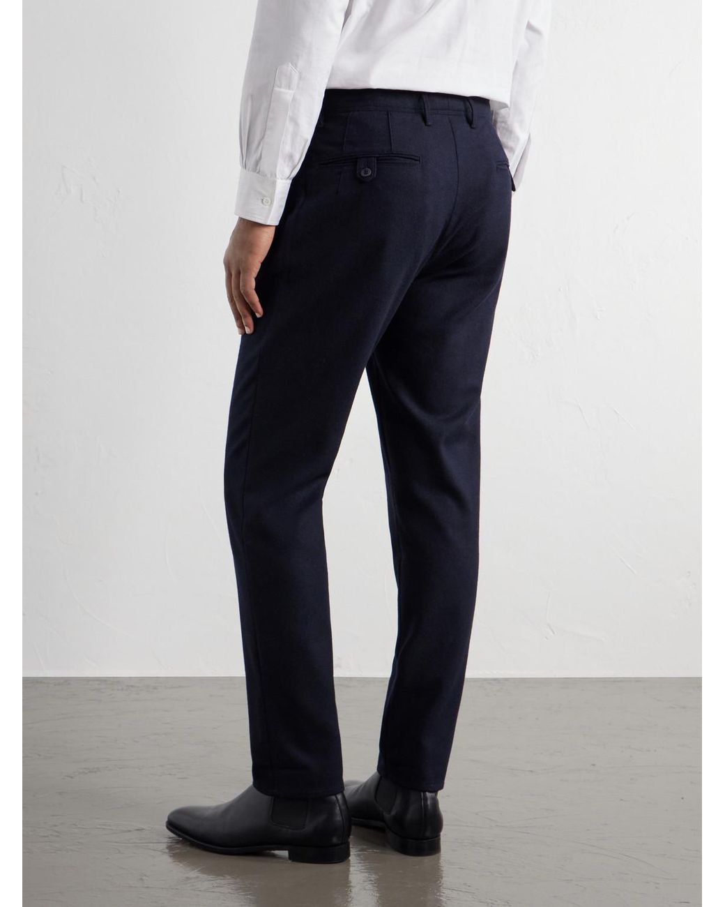 Slowear Blue Incotex Pleated Tapered Wool-Blend Flannel Trousers for men
