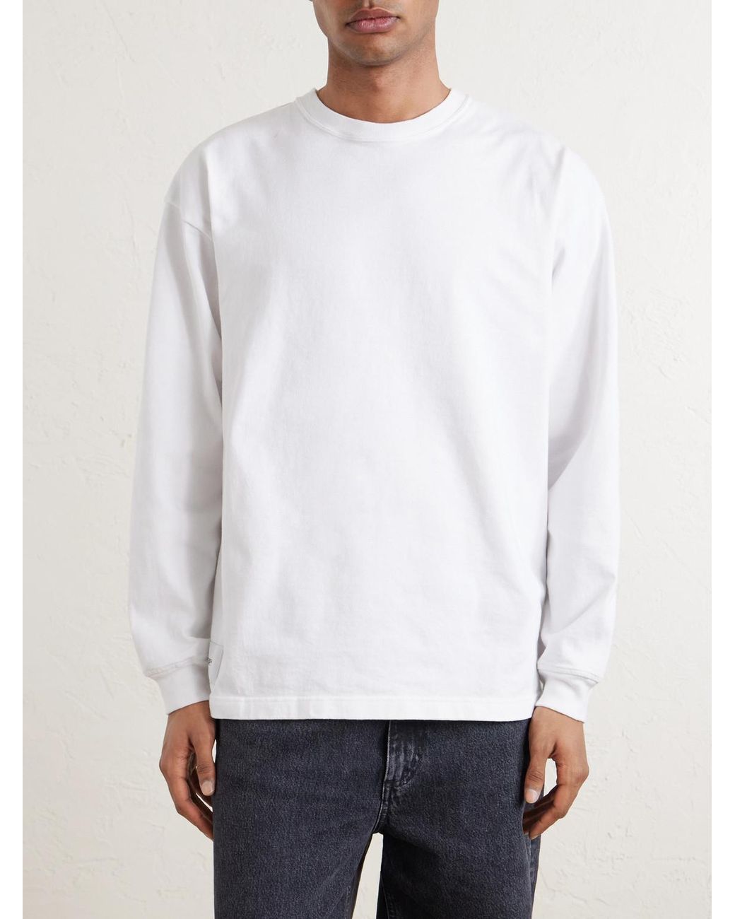 (w)taps White Sign-Yd Cotton-Jersey T-Shirt for men