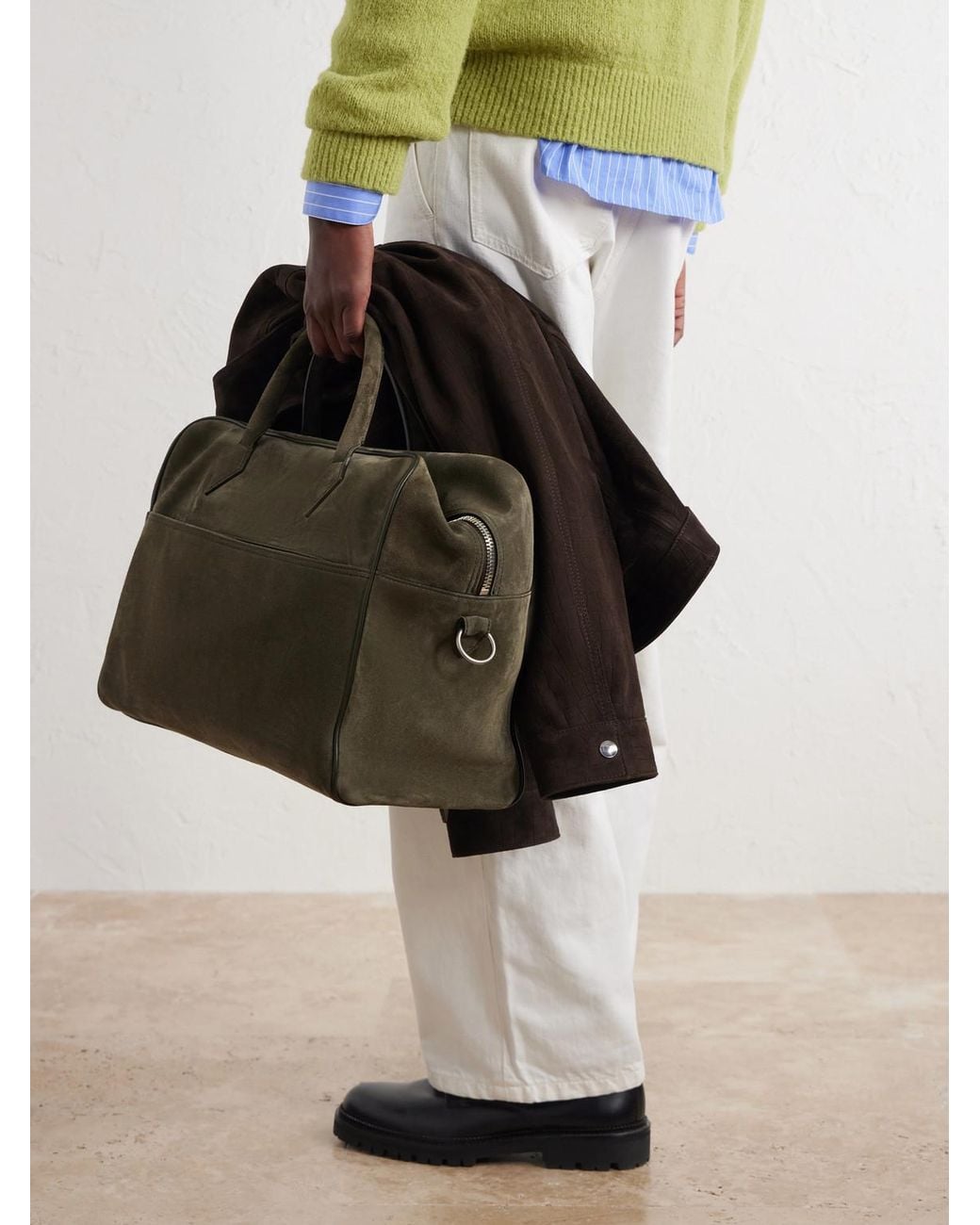 Metier Green Closer Two Day Suede Weekend Bag for men
