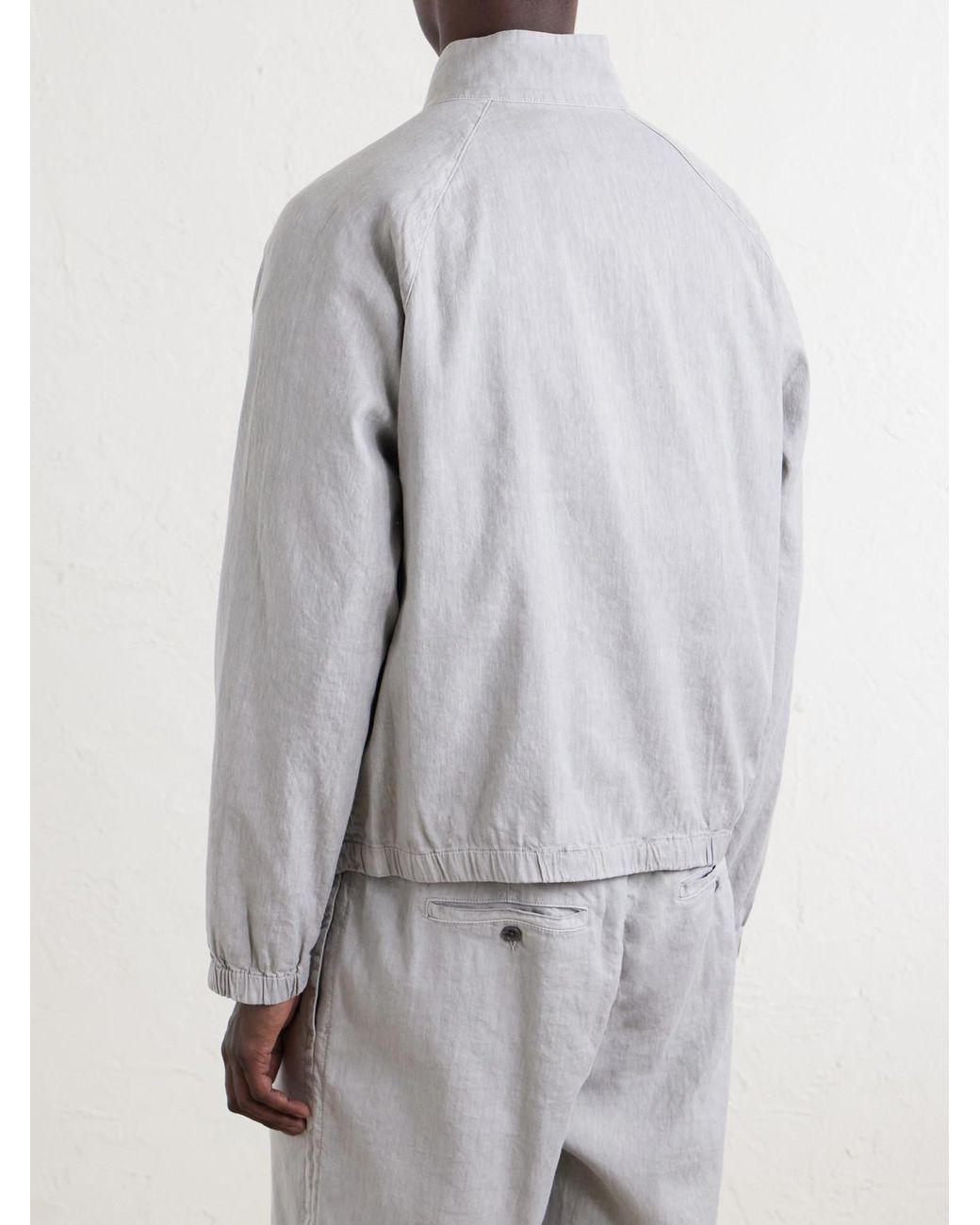 James Perse Gray Linen-Blend Blouson Jacket for men
