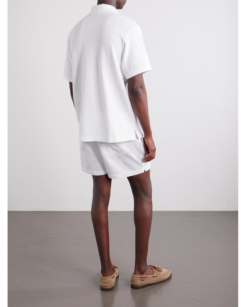 FRAME White Logo-Embroidered Cotton-Piqué Polo Shirt for men