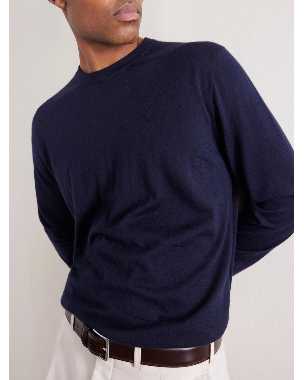 Thom Sweeney Blue Cashmere And Silk-blend Sweater for men