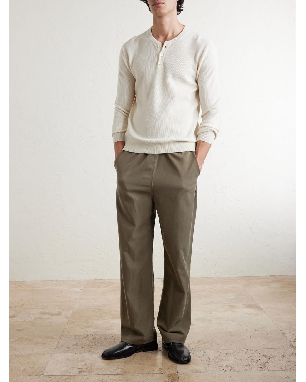 Remi Relief Natural Straight-Leg Twill Trousers for men