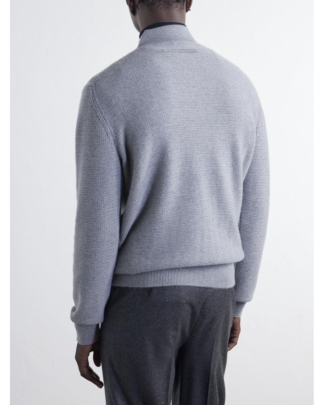 Zegna Blue Oasi Cashmere-Piqué Polo Shirt for men