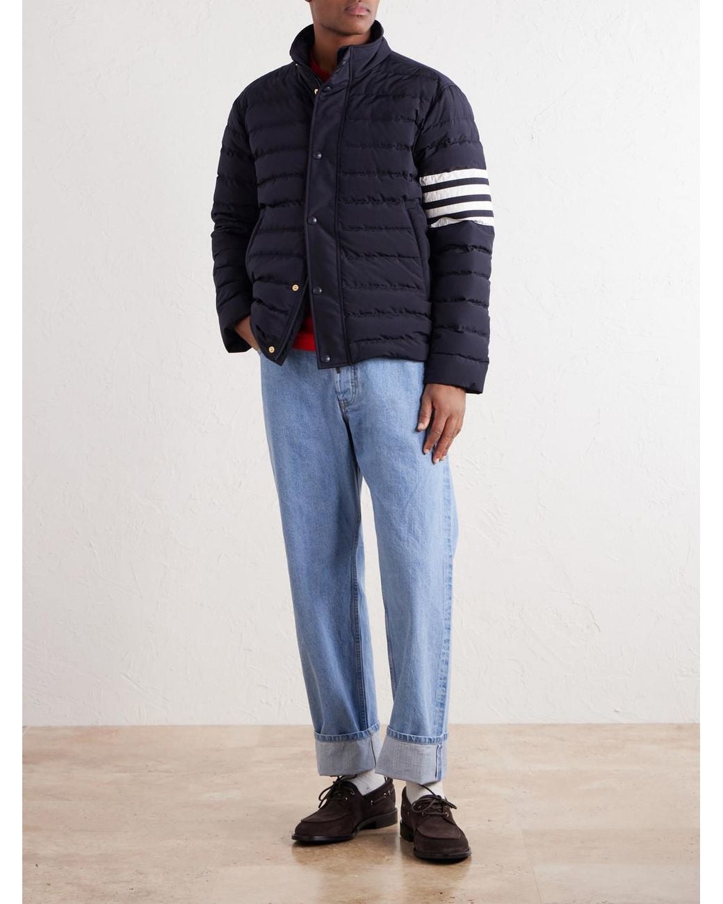Thom Browne Blue Striped Quilted Ripstop Down Jacket for men