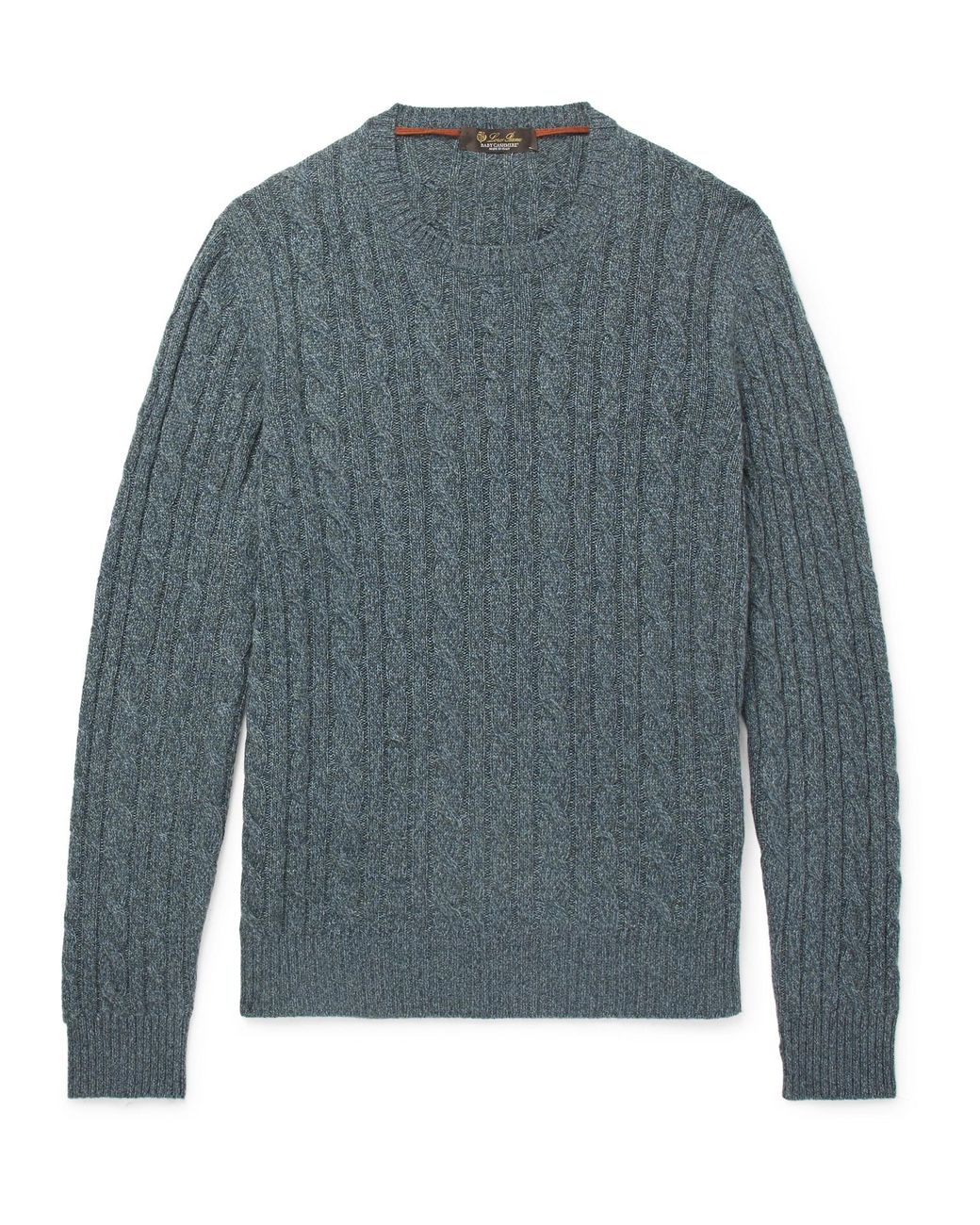 Loro Piana Slim-fit Cable-knit Mélange Baby Cashmere Sweater in Blue ...