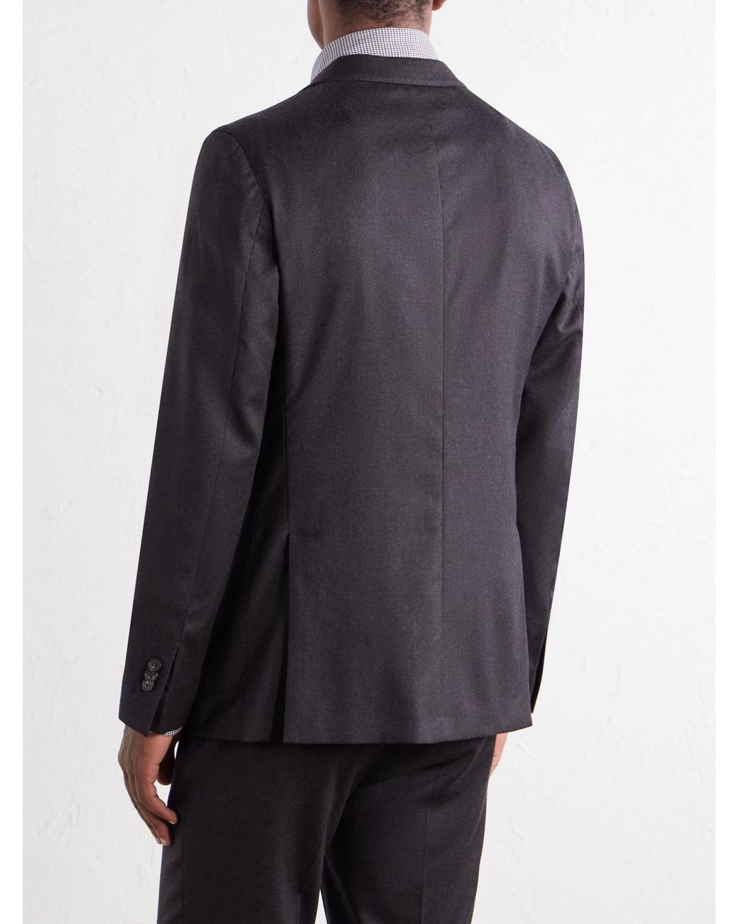 Slowear Black Incotex Wool-blend Flannel Suit Jacket for men