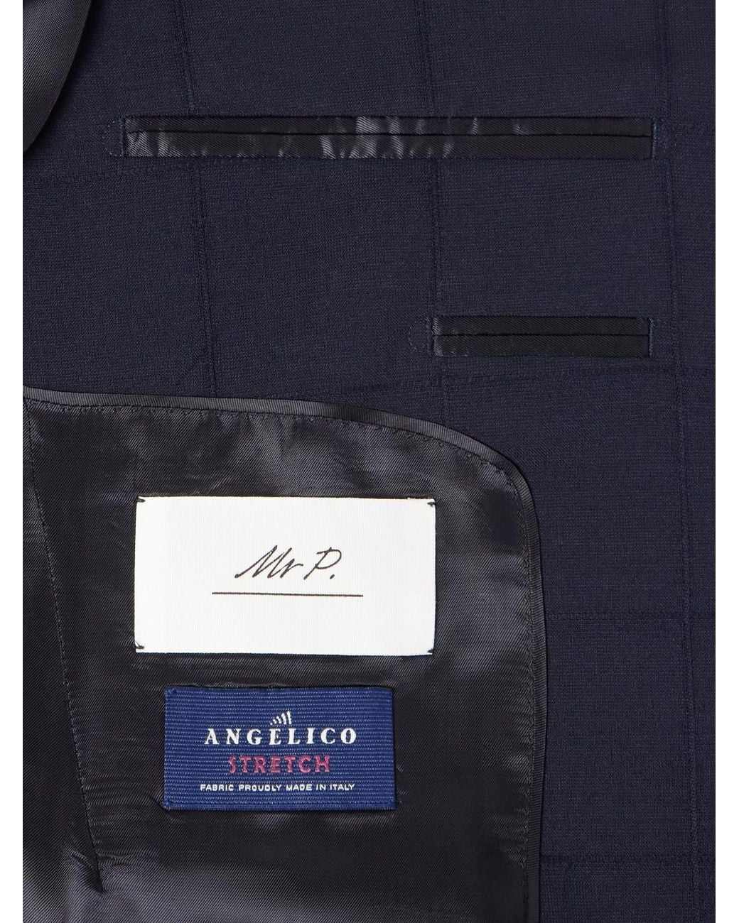 Checked Wool-Blend Suit Jacket di Mr P. in Blue da Uomo