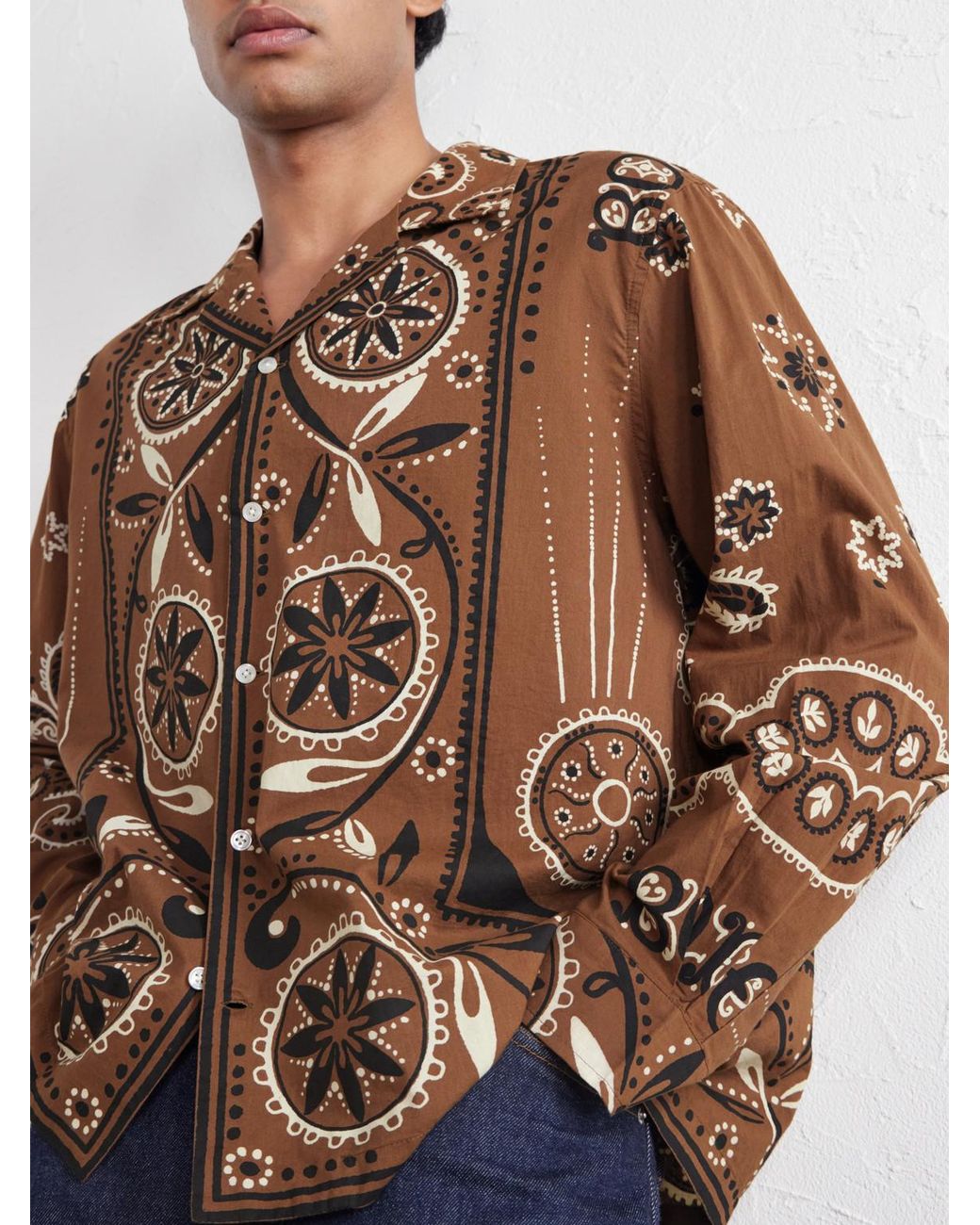 Bode Brown Bandana Printed Cotton Shirt for men