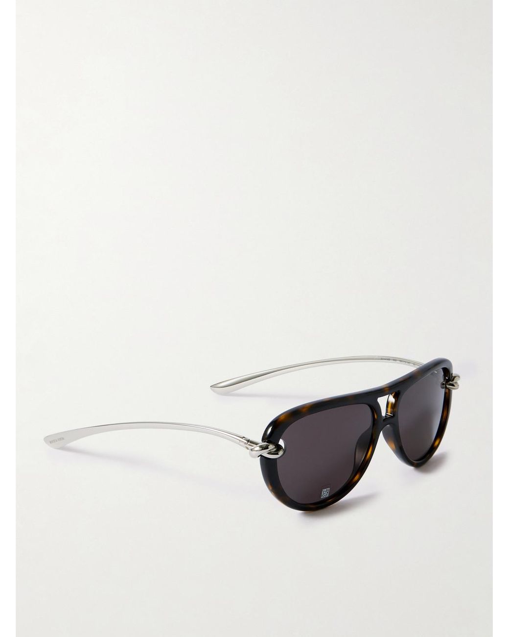 Bottega Veneta Black Double-bridge Aviator-style Tortoiseshell Acetate And Silver-tone Sunglasses for men