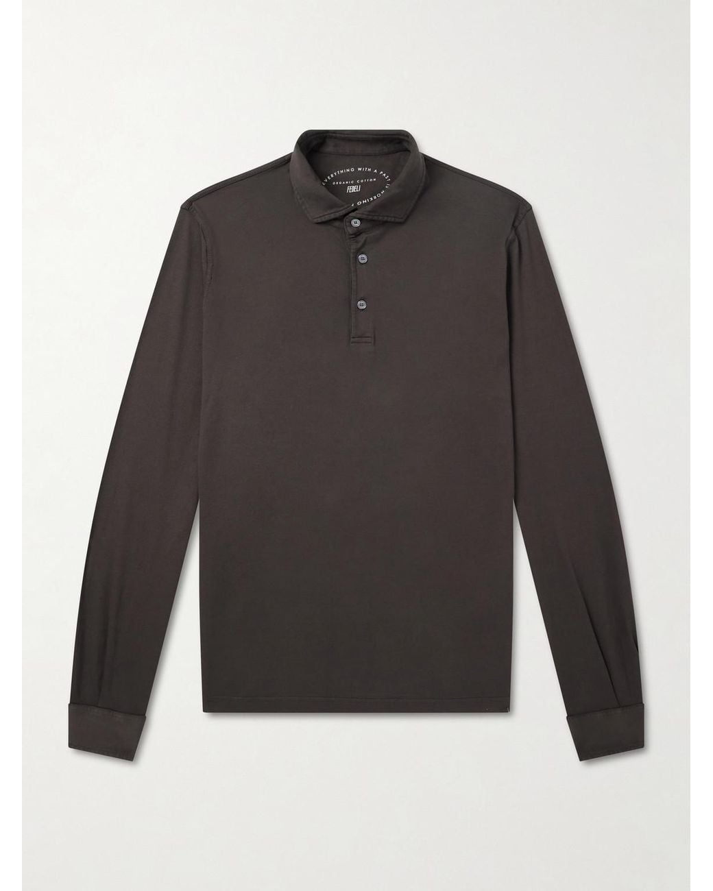 Fedeli Gray Cotton-jersey Polo Shirt for men