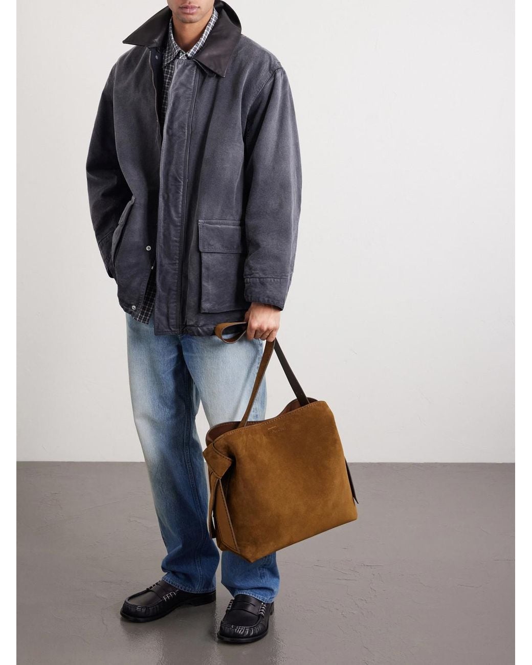 Acne Brown Musubi Suede Shoulder Bag for men