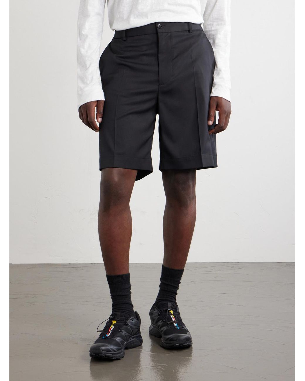 Moncler Blue Straight-Leg Gabardine Shorts for men