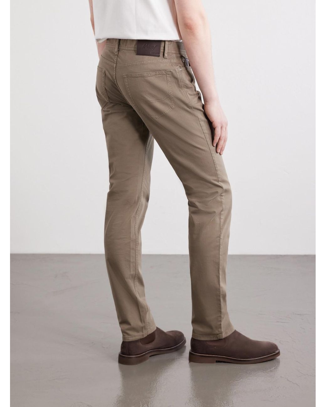 Brioni Natural Meribel Straight-Leg Cotton-Blend Trousers for men