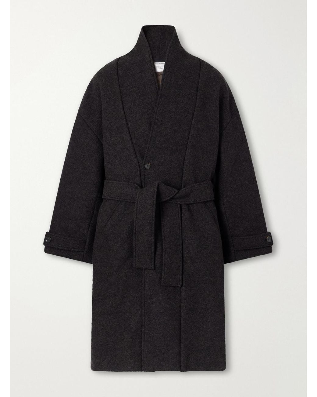 A Kind Of Guise Black Jaca Shawl-Collar Belted Virgin Wool-Felt Coat for men