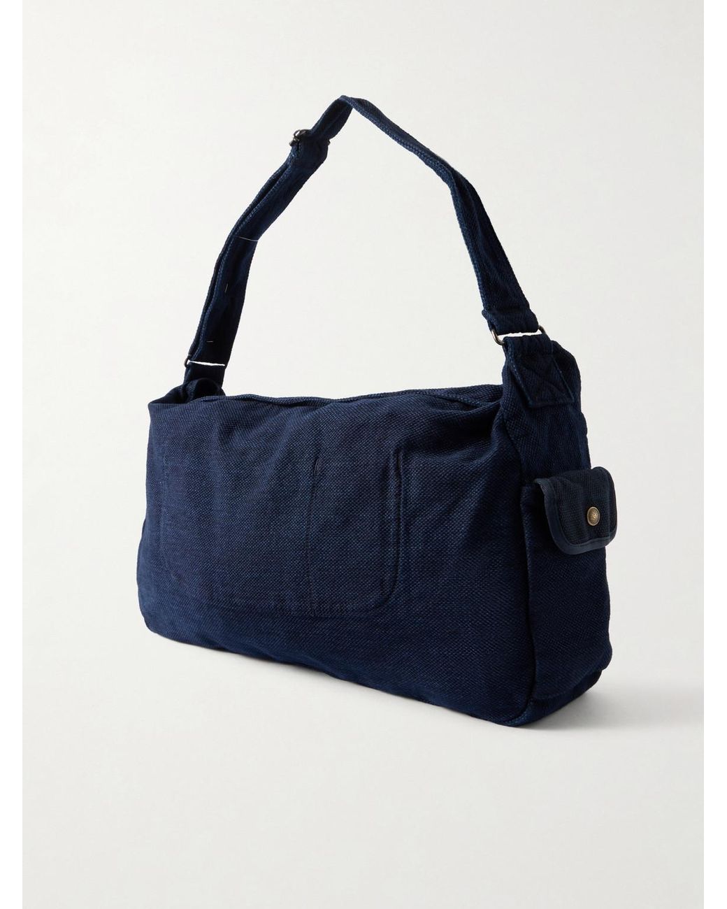 FRIZMWORKS Blue Sashiko Denim Messenger Bag for men