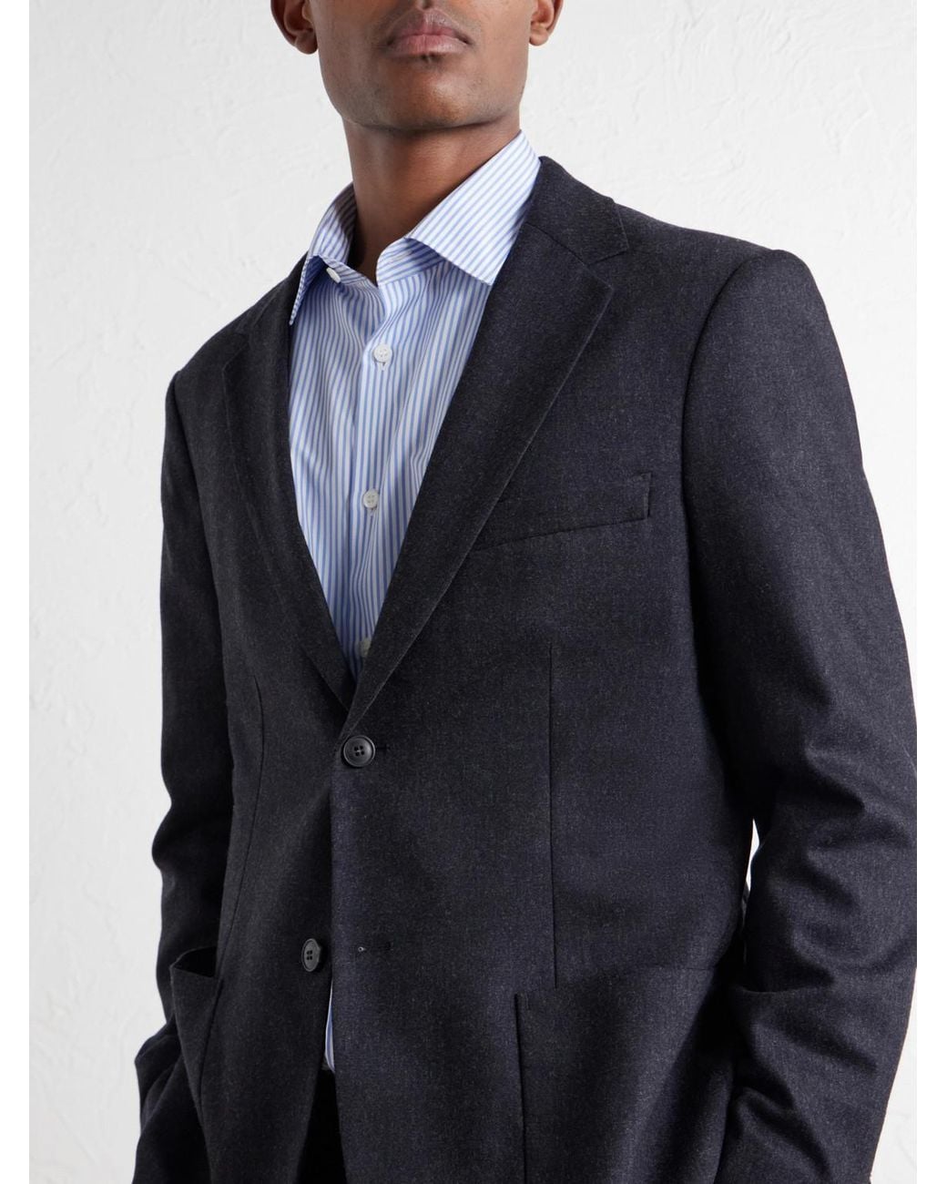 Sunspel Blue Wool And Cashmere-Blend Flannel Suit Jacket for men