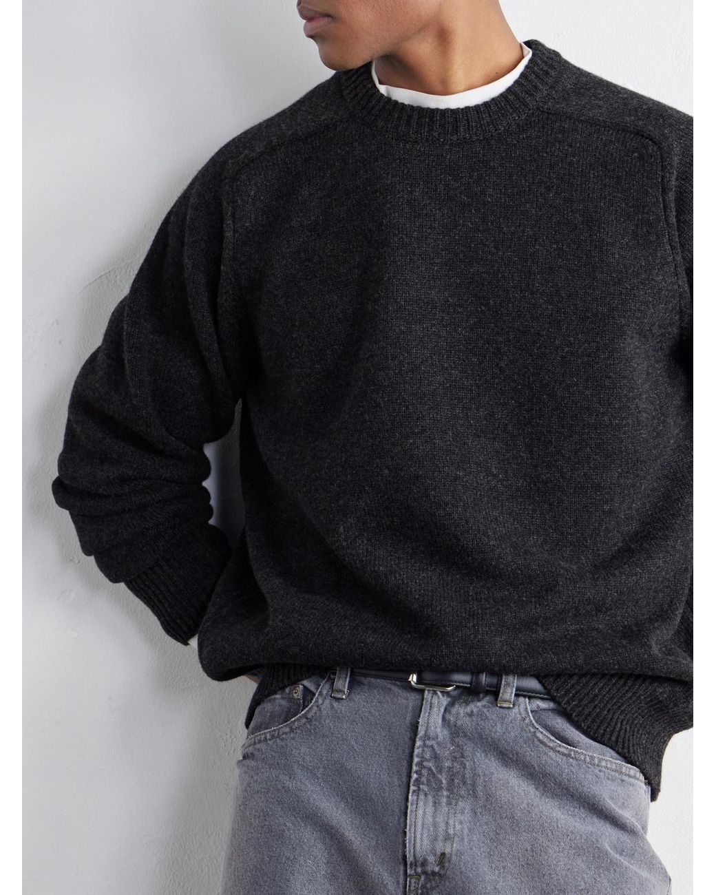 A.PRESSE Blue Paneled Wool Sweater for men