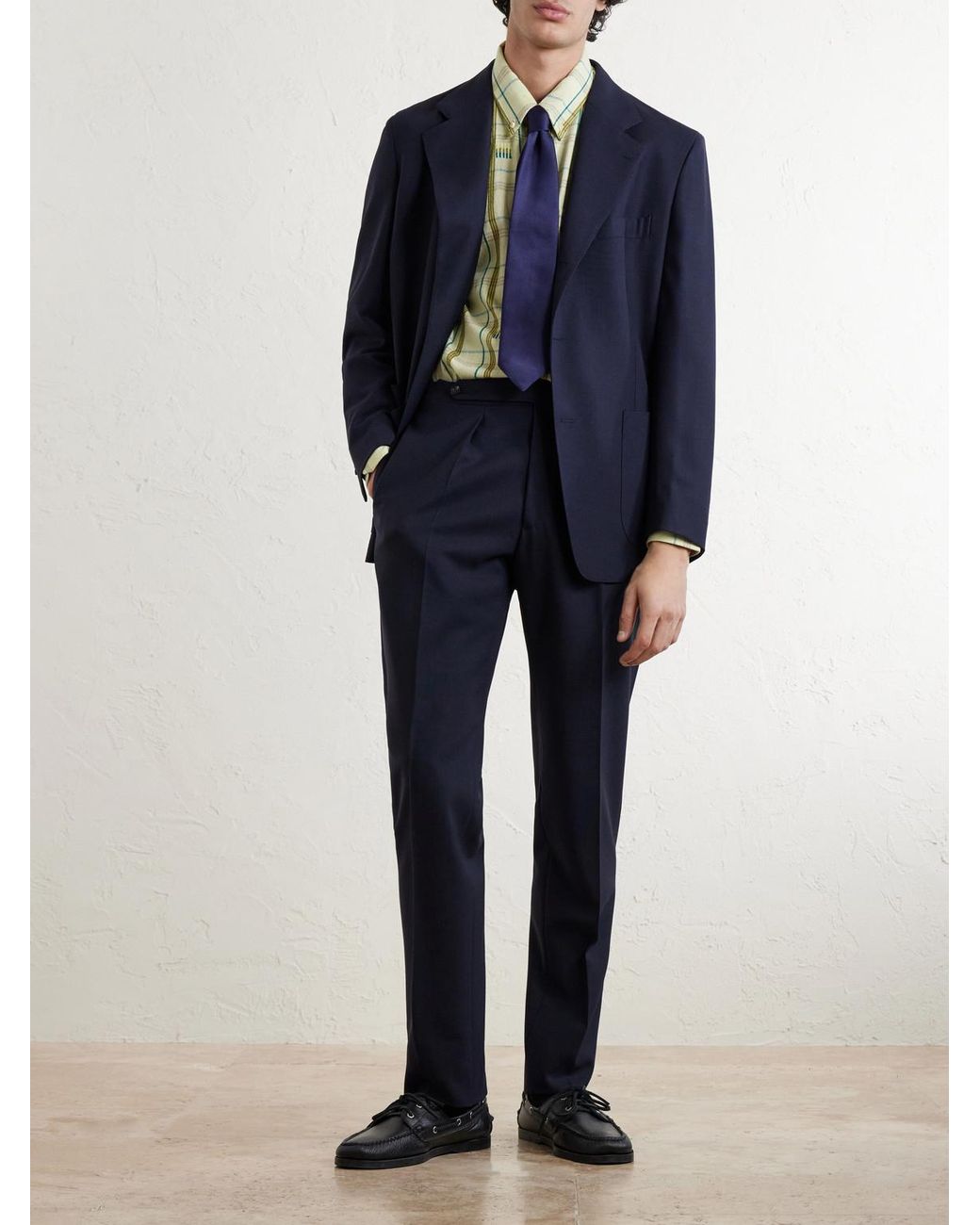 Drake's Blue Virgin Wool Suit Jacket for men