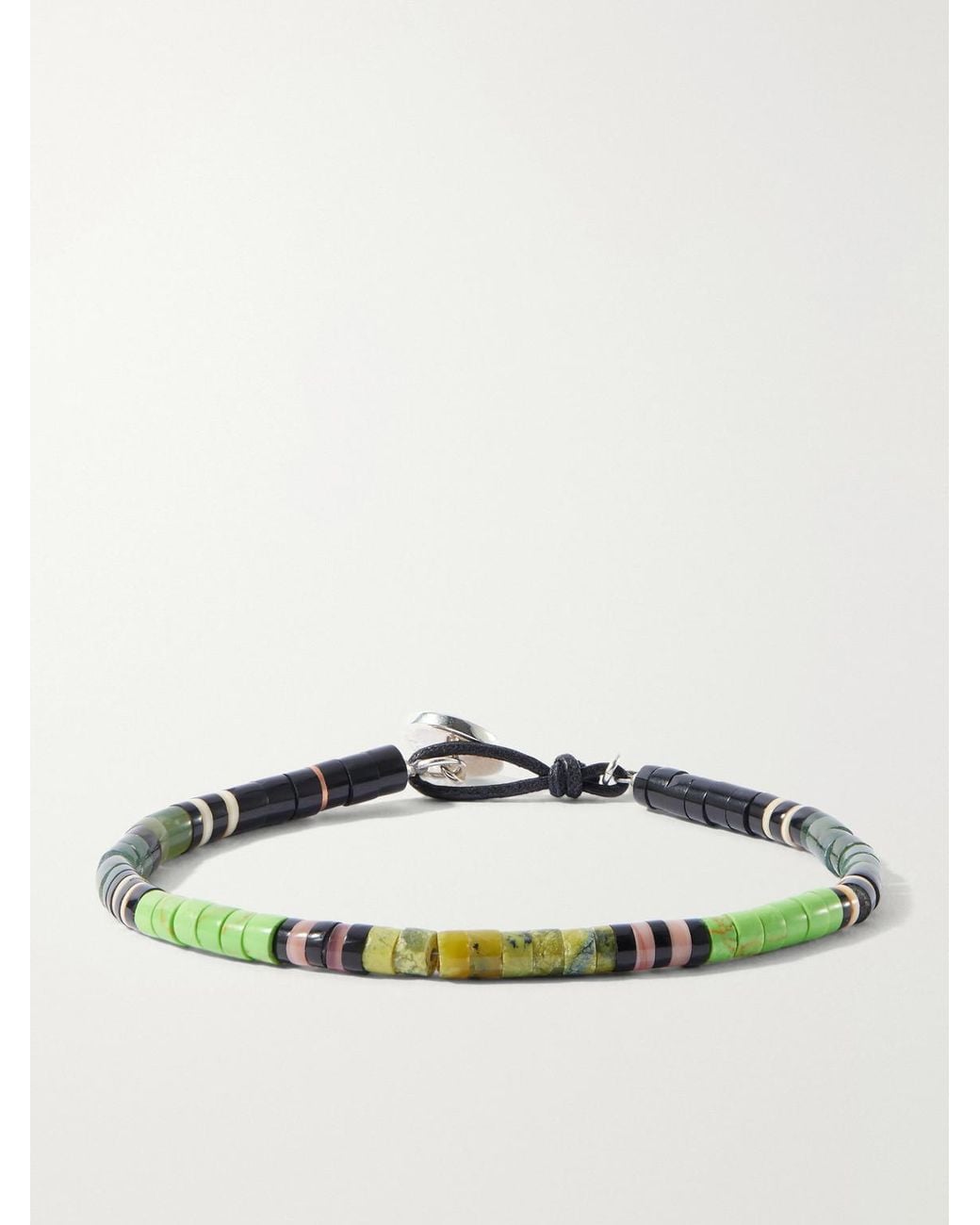 Peyote Bird Green Orilla Verde Sterling Multi-Stone Bracelet for men