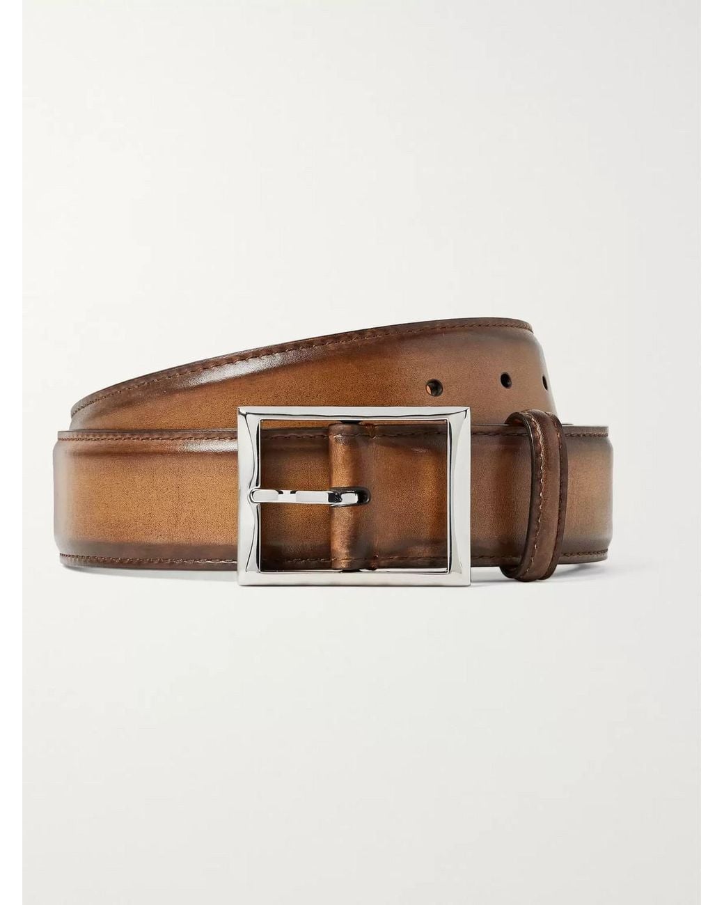 Berluti Brown Classic 3.5Cm Venezia Leather Belt for men