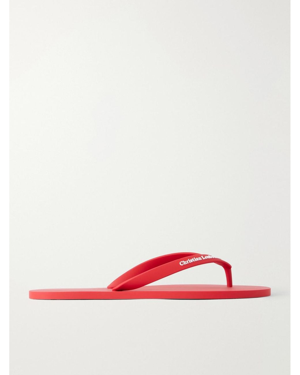 Christian Louboutin Red Logo-Embossed Rubber Flip Flops for men
