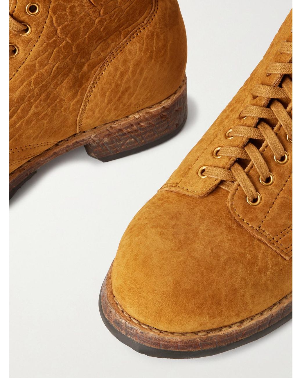 Brigadier Folk Suede Lace-Up Boots di Visvim in Brown da Uomo